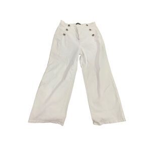 Ann Taylor Loft Women's Pants High Waist Wide Leg Spring Summer Cream Size 8 Gre